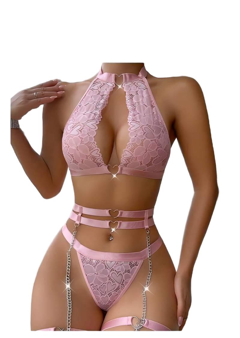Plunge Bra Push Up - Set Lingerie Seksi Push Up dengan