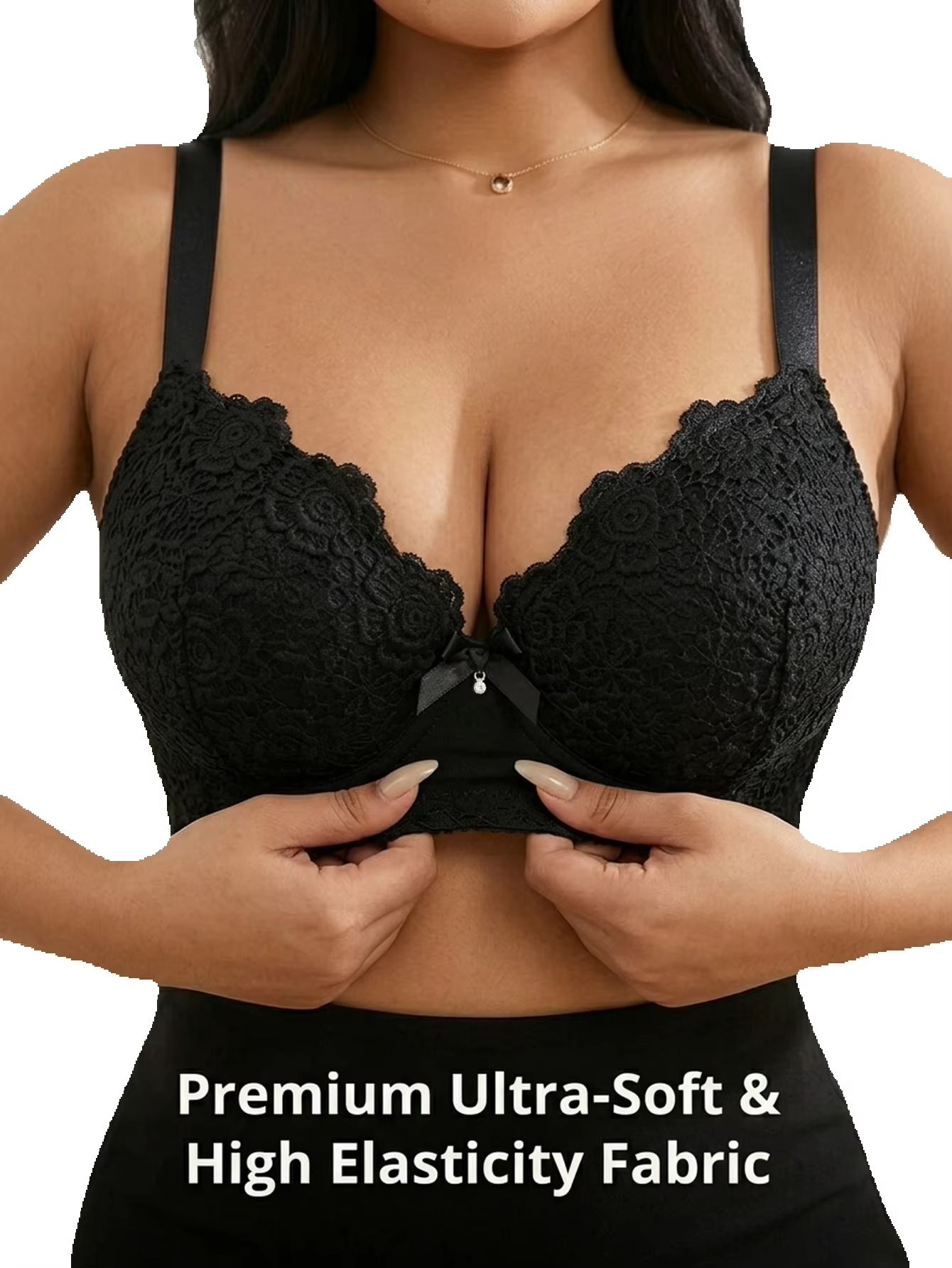 Plunge Bra Push Up - BH Wanita Plus Size Floral Push