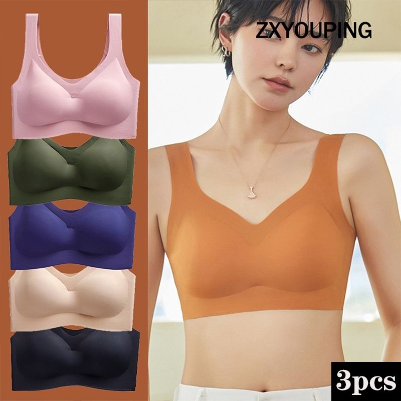 Cotton Bra Everyday - Bra olahraga seksi, 3 buah, Bra