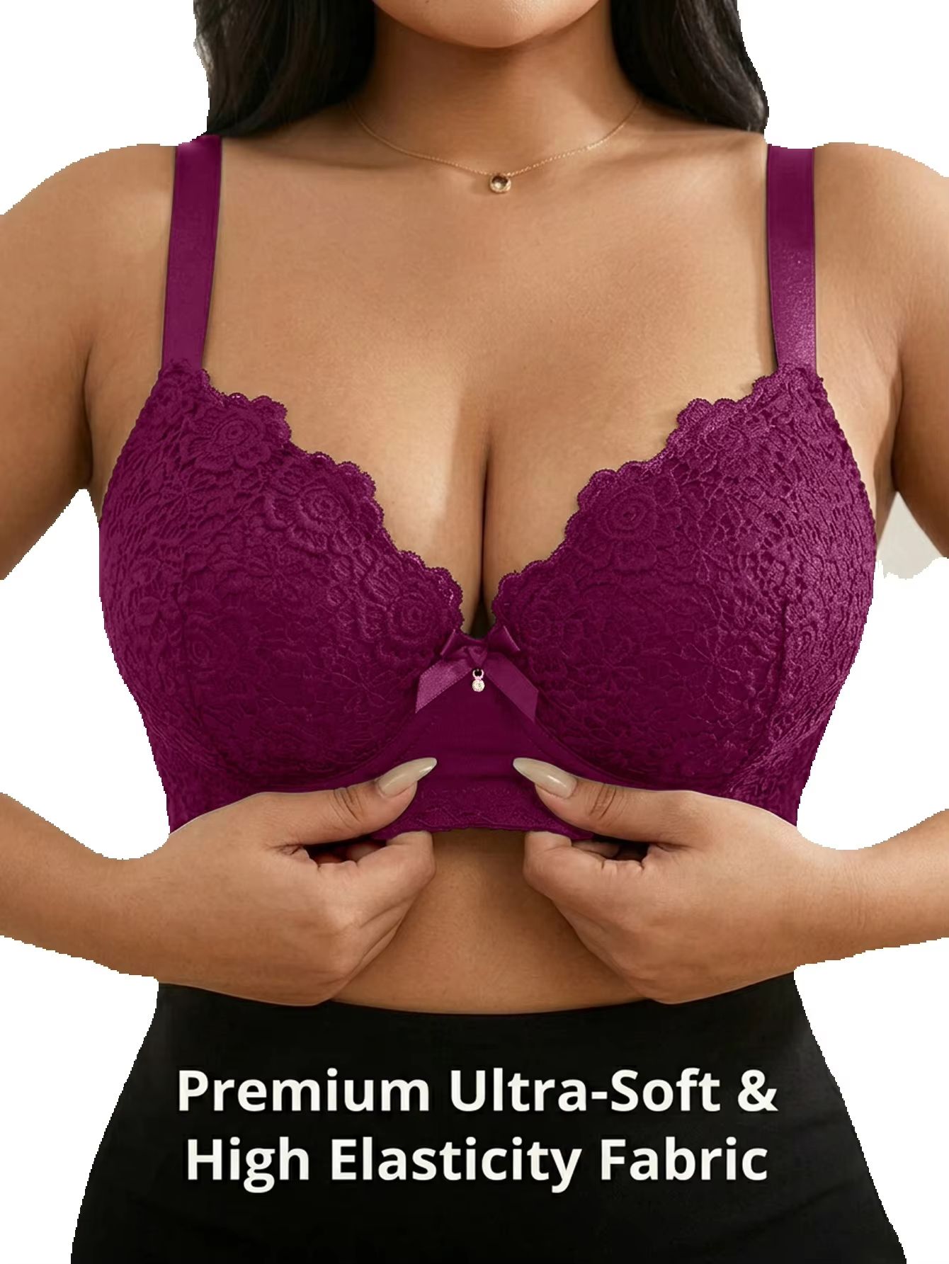 BH Wanita Plus Size Floral Pus - Plunge Bra Push Up ulasan dan harga